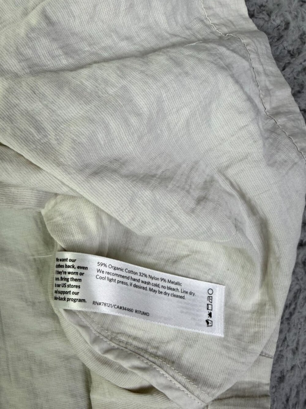 Eileen Fisher Longline Jacket Womens M Bone Ecru Rumpled Organic Steel Metallic - Picture 7 of 12